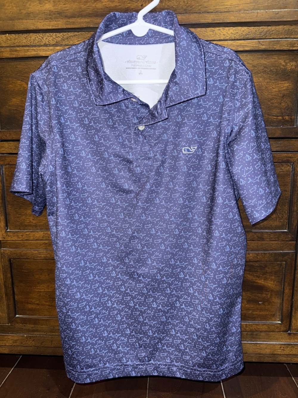 Vineyard Vines Boy’s Short Sleeve Performance Polo - Blue Print